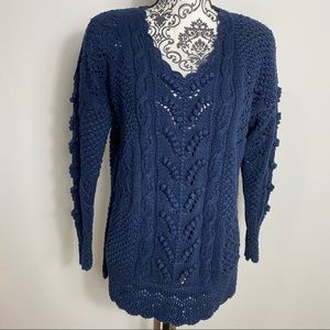 Vintage Express Cable Knit V Neck Sweater XS